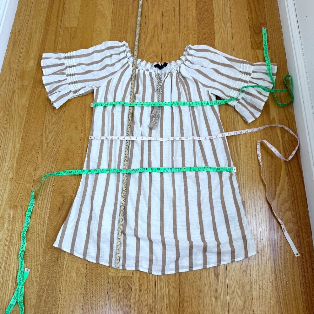 Mlle Gabrielle Cream and Tan Striped Beach Kaftan Dress - Picture 8 of 8